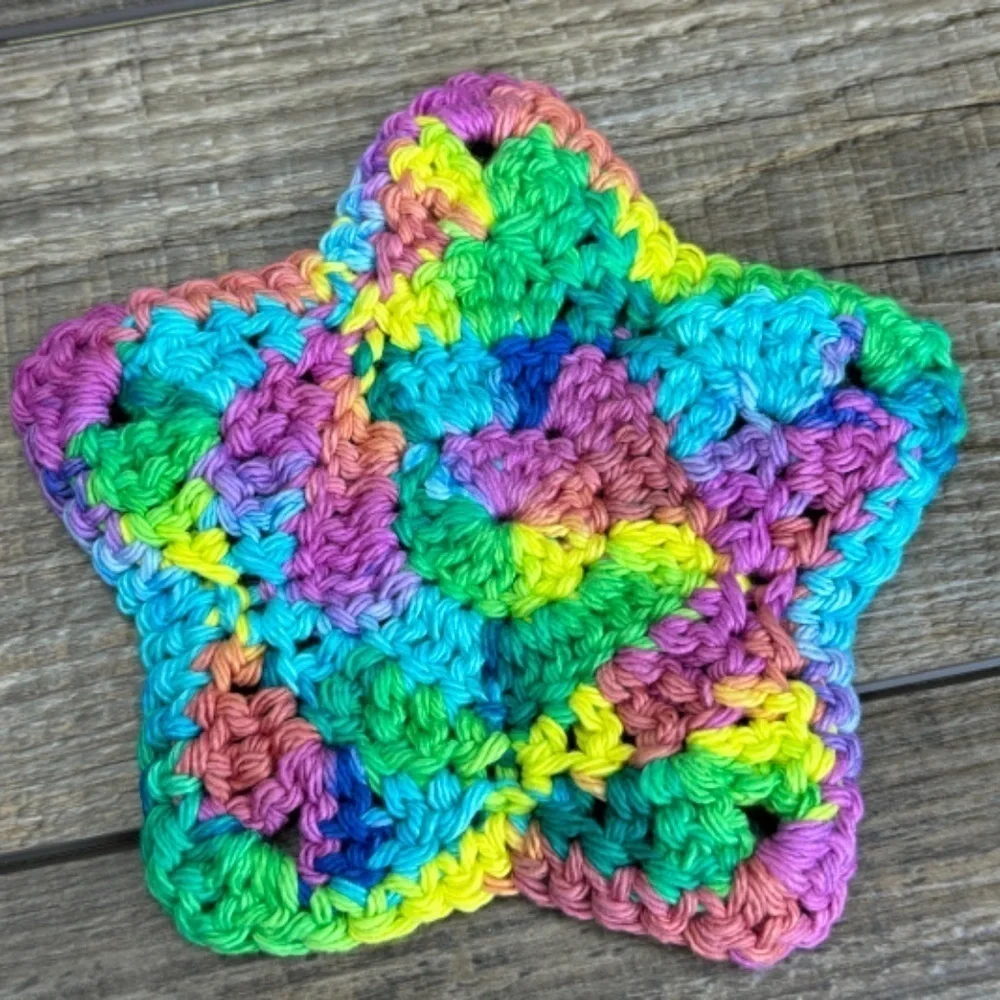 Rainbow‎ Star Cup Mug Coasters Set of 4 Handcrafted Crochet by Seller Cotton